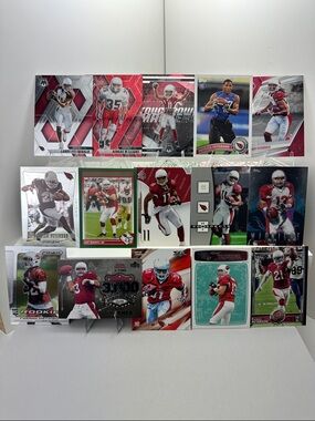 Larry Fitzgerald/Kurt Warner Cardinals lot of 15 w/ Rookies of Peterson/Mathieu
